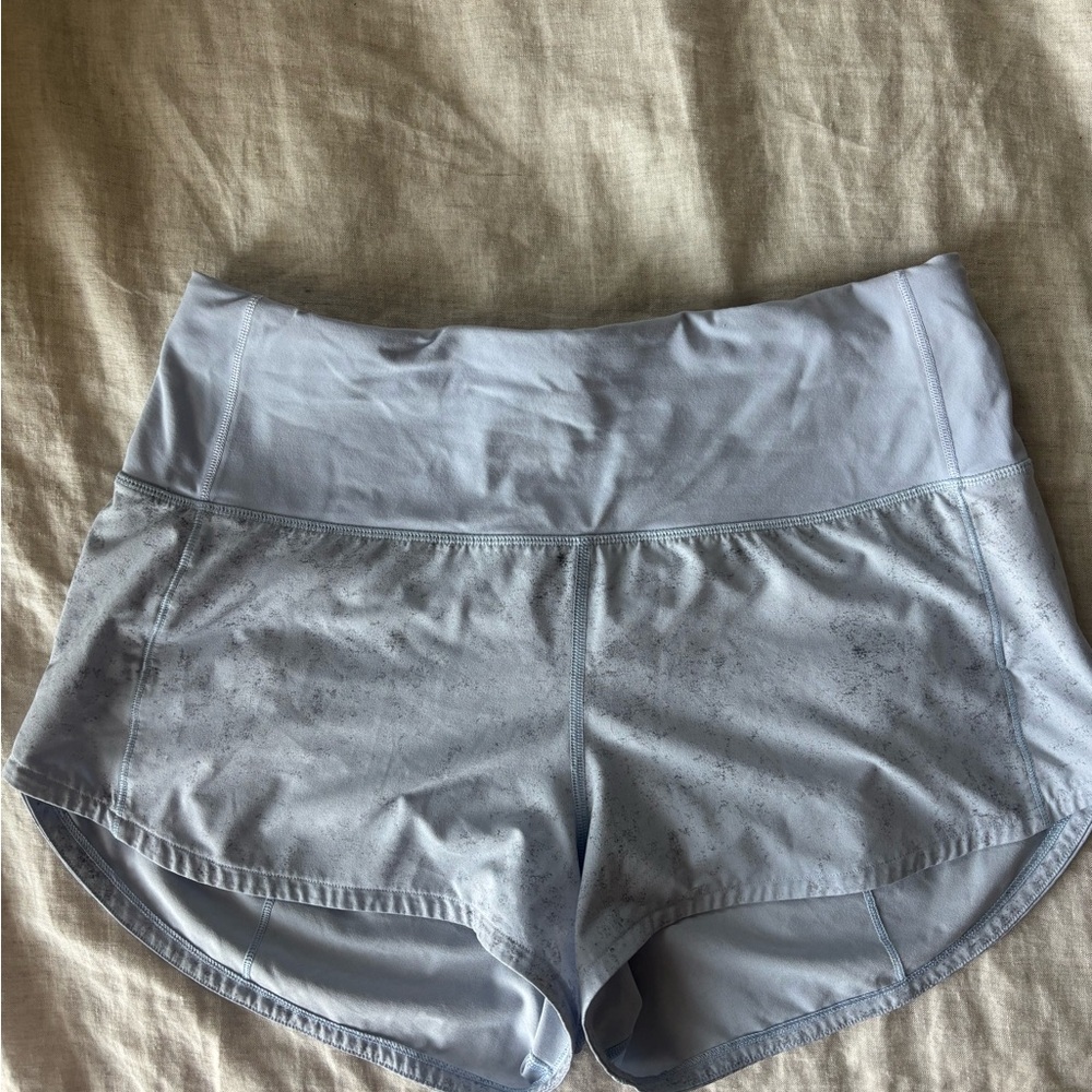 Lululemon light blue old print speed up shorts